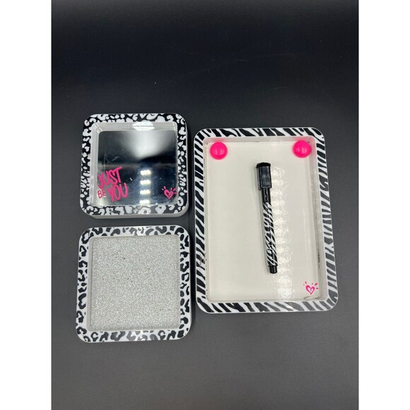 “Just Be You” Zebra Pattern Magnetic Whiteboard, Bulletin Board, & Mirror Set - Picture 1 of 7
